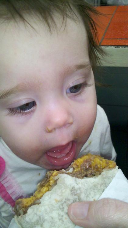 Darla's first taste of a Combo burrito